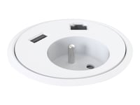 Kondator Three Level Unit - Powerdot - Eluttag - 2P+E - Usb, Typ E, Rj 45 - 1 Nätverksuttag, 1 Eluttag, 1 Usb-Uttag - 2100 Ma - Vit
