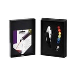 Le Creuset Wine Accessories Gift Set incl. 2-Step Corkscrew, 5 Washable Drip- Spouts and 6 Silicone Glass Markers, GS-142 Model, Black with Purple LC Pack, 59212021017061