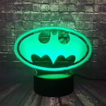 Movie Multi-Colored Legend Justice League Logo 3D RGB Lamp LED Night Light USB Touch Remote Base Change Desk Table Boy Gift Visual Illusion Optical Child Kid Toy