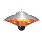 ALUK- 2000W Patio Heater Outdoor Ceiling Mounted Aluminium Halogen Electric Hanging Heating Light With Remote Control