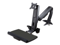 StarTech.com Sit Stand Monitor Arm, Desk Mount Adjustable Sit-Stand Workstation Arm for Single 34 VESA Mount Display, Ergonomic Articulating Standing Desk Converter with Keyboard Tray - Stand Up Office Desk (ARMSTSCP1) - Monteringssats (sockel, stång, genomföringsplatta, tangentbordsfack, mellanbrickor, bildskärmsarm, klämfäste, bas, basplatta) - för bildskärm/tangentbord - skärmstorlek: upp till 24 tum - skrivbord - för P/N: LAPTOP-SIT-STAND