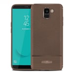 Samsung Galaxy J6 (2018) mobilskal silikon litchi borstad textur - Kaffe Brun