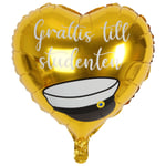 Studentballong Hjärta Guld