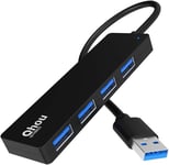 Hub USB Type A, Hub USB 3.0 multiport Ultra Plat avec 4 Ports USB 3.0, Transfert de données Rapide et répartiteur USB, Compatible avec MacBook