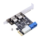 Tosuny PCI-E to USB 3.0 Expansion Card, Super Speed 5 Gbps PCI Express to 2 port USB3.0 Expansion Card Adapter With Front 19PIN Interface, Compatible with PCI-E x1 / x4 / x8 / x16