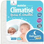 Babysom - Matelas Bébé Climatisé - 60x120 cm Réversible : Face Été/Face Hiver Anti-acarien Épaisseur 10 cm - blanc
