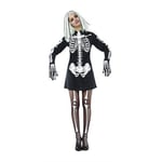 Skelett-klänning i vuxenstorlek för utklädnad för halloween och maskerad