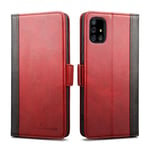 Rssviss Samsung Galaxy A71 Case, Samsung A71 PU Leather Case, Galaxy A71 Phone Case Shockproof [3 Card Slots and 1 Change Slot] with [Magnetic Closure] Samsung A71 Flip Wallet Cover, 6.7" Red