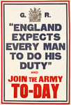 W79 Vintage WWI England Expects Every Man To Do His Duty Join Enlist In The Army World War 1 Recruitment Poster WW1 Re-Print - A2+ (610 x 432mm) 24" x 17"