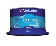 Verbatim CD-R Recordable Disk Write-once on Spindle 52x Speed 80min 700Mb Ref 43351 [Pack 50]