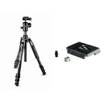 Manfrotto MKBFRLA4BK-BH Befree Travel Tripod, Lever Lock with Ball Head, Up to 8 kg with Tripod Bag, Lightweight Aluminium, Black & 200PL, Quick Release Plate with 1/4 Inch Screw, Mirrorless