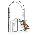 BAKAJI Arche de Jardin pour Plantes grimpantes avec Portail battant en métal, 116 x 36,5 x 228 cm, Couleur Noire