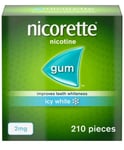 NEW - Nicorette Nicotine 2mg Sugar Free Icy White Gum - 210 Pieces. EXP 2024/25