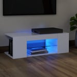 vidaXL tv-skab med LED-lamper 90x39x30 cm hvid