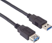 PremiumCord Rallonge USB 3.0, Câble de Données SuperSpeed Jusqu'à 5 Gbit/S, Câble de Charge, USB 3.0 Type A Femelle vers Mâle, 9 Broches, 3 Blindages, Couleur Noir, Longueur 5 m