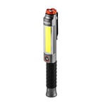 NEBO Big Larry 3 Work Light, 600 Lumen Flashlight with COB Work Light, Pocket Clip Magnetic Base for Hands-Free Lighting, Portable COB LED Dimmable Flashlight, Hazard Light-Red