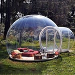 Sucastle Outdoor Inflatable Bubble Tent with Single Tunnel Greenhouse Gazebo Canopy Camping Backyard Transparent Tent Large Oversize Weather Pod with Blower and Air Pump