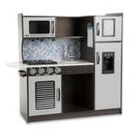 Melissa & Doug Chef's Wooden Pretend Play Kitchen for Kids With “Ice” Cube Dispenser – Charcoal Grey - Kids Kitchen Play Set, Play Kitchen For Toddlers And Kids Ages 3+