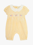 JoJo Maman Bébé Baby Gingham Bunny Frill Collar Pretty Romper, Yellow