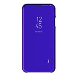 coque Clear View Standing Case with Mirror Plating Flip Case for Samsung Galaxy A41-Purple blue