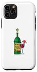 Coque pour iPhone 11 Pro Bouteille de vin pour Noël Verres à vin guirlande lumineuse