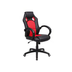Segenn's Kontorstol med fodstøtte - Gaming stol - Executive stol - Racing stol - Drejestol PU - Sort-Rød 