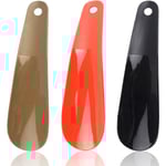 3-pack skohorn, 16 cm skohorn i plast för män, kvinnor och äldre, små reseskohorn för universalskor, svart, guld, röd