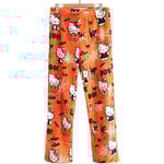 Cartoon HelloKitty Flanell Pyjamasbyxor för Kvinnor Halloween Present Halloween Orange XXL