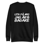 Sweatshirt med texten "Lita på mig jag är bagare" Extra-Small / Grå