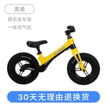 cuzona Children's balance car without foot scooter 1-2-3-6 years old bicycle child baby sliding yo car-Black Yellow Inflatable Wheel [Magnesium Alloy Frame Magnesium Alloy Fork]