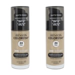 Revlon Colorstay Makeup Matte Finish Fluid Foundation 300 Golden Beige 30ml x 2