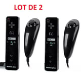 Lot De Deux2en1 Manette Wiimote Nunchuk Intégré Motion Plus Pour Nintendo Wii Noir