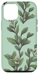 iPhone 13 Pro Leaves Botanical Flower Plant Line Art Sage Green Case