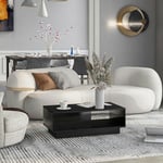 Dolinhome - Table basse, table de canapé moderne à haute brillance, table basse avec 15 lumières led de couleurs (99 x 55 x 32 cm)