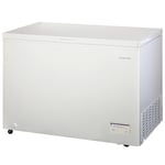 Russell Hobbs Free Standing Chest Freezer, 300 Litres, Low Noise, Garage Safe, Counterbalance Lid, Front Drain Hole, 1.8m Cord, Castor Wheels, 5 Year Registered Guarantee White, RH300CF201W