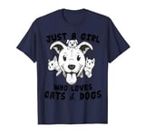Just A Girl Who Loves Cats and Dogs - Kitten Puppy Cat Dog T-Shirt