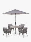 LG Outdoor Sarasota 4-Seater Round Garden Dining Table & Chairs Set with Parasol, Natural