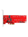 StarTech.com 2x M.2 SATA SSD Controller Card - PCIe M.2 SATA III NGFF Card - storage controller - M.2 Card / SATA 6Gb/s - PCIe 2.0 x2