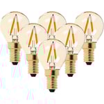 G40 LED Filament Mini Globe Ljuspære 1W, Varm 2200K (Amber Glow, E14 SES 220V-240V Vintage Candelabra Ljuspærer, Pack av 6