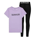 Calvin Klein Girl's Knit Pj Set (Ss+Legging) G80G800630 Pyjamas, Pink (Frostedwisteria/W/Pvhblack), 14-16 Years