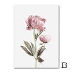 YHSM Peony Flower Poster Nordic Poster Nature Green Leaf Wall Art Canvas Painting Nordic Poster Wall Pictures Bedroom Decor Unframed 50X70cm Unframed B