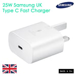 Genuine Samsung 25W Type C USB Wall Charger Plug Socket 3 Pin UK Power Adapter