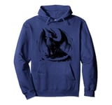 cool fierce black Asian dragon mythical animal clip art Pullover Hoodie