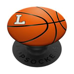 Lettre initiale L monogramme joueur de basket-ball ballon PopSockets PopGrip Interchangeable