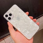BVCX Glitter Shell Pattern Sparkle Bling Crystal Clear Soft TPU Phone Case For iP X XR XS 11 Pro Max 8 7 6 6s Plus Silicone Cover (Color : Pearl White, Material : For iPhone11 Pro)