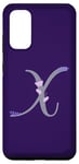 Galaxy S20 Purple Elegant Lavender and Pearl Monogram Letter X Case
