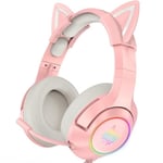 Écouteurs De Jeu Rose Pour Fille Enfant PC Casque De Stéréo Avec Micro et LUMIÈRE LED Pour Ordinateur Portable PS4 Manette Xbox One