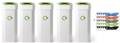 Combin Recycle Bin 60L (Pack of 5) + 25 Stickers