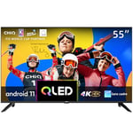 CHIQ TV Intelligente U55QG7V, 55 Pouces, 4K QLED, Dolby Vision HDR10, Conception sans Cadre, Fonctionne avec Alexa, Netflix, Prime Video, Google Play, BT5.0, HDMI2.0, USB2.0, modèle Noir 2023