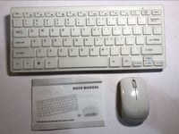 White Wireless MINI Keyboard & Mouse Set for LG 28LB490U 28-inch Smart TV